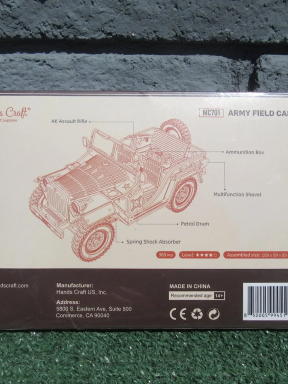Brand New Hands Craft Army Field Car Vehicle 3D Wood Model 1:18 Scale MC701
